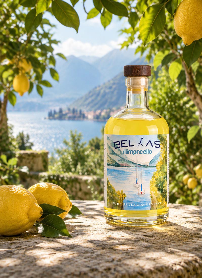 Bottiglia di Limoncello Belaas: limoncello di Bellagio, Lago di Como Bottiglia di Limoncello Belaas: limoncello di Bellagio, Lago di Como