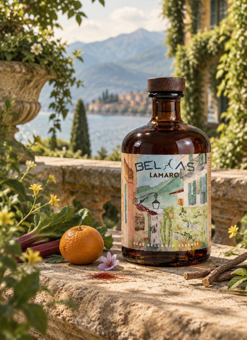 Bottiglia di Lamaro Belaas: Amaro di Bellagio, Lago di Como Bottiglia di Lamaro Belaas: Amaro di Bellagio, Lago di Como
